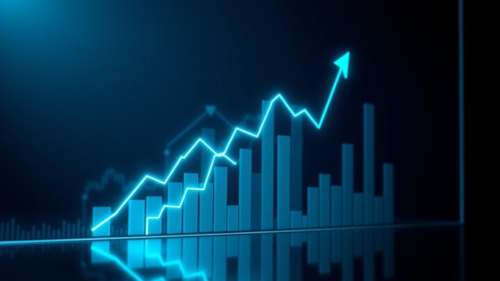 Compounding upward SEO traffic chart breaking through a glass plane